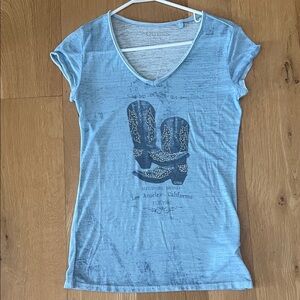 Guess Heather Gray Tee with Shimmer Logo